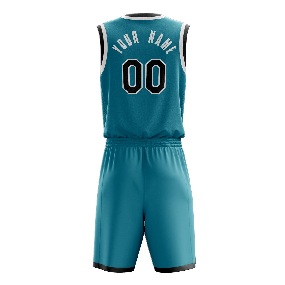 Custom Teal Black Solid Color Basketball Jersey