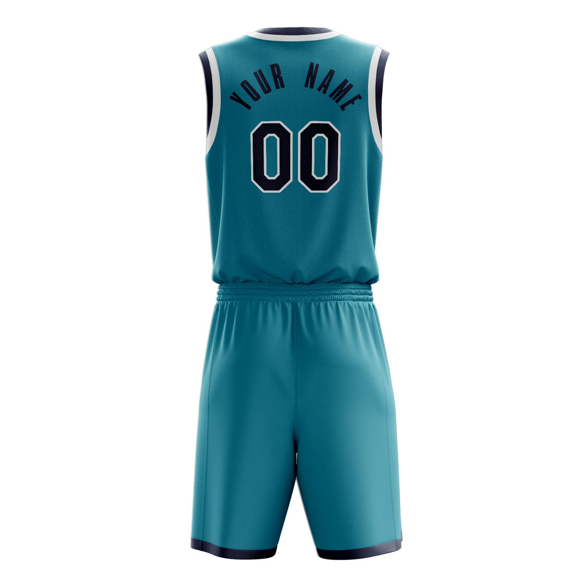 Custom Teal Black Solid Color Basketball Jersey