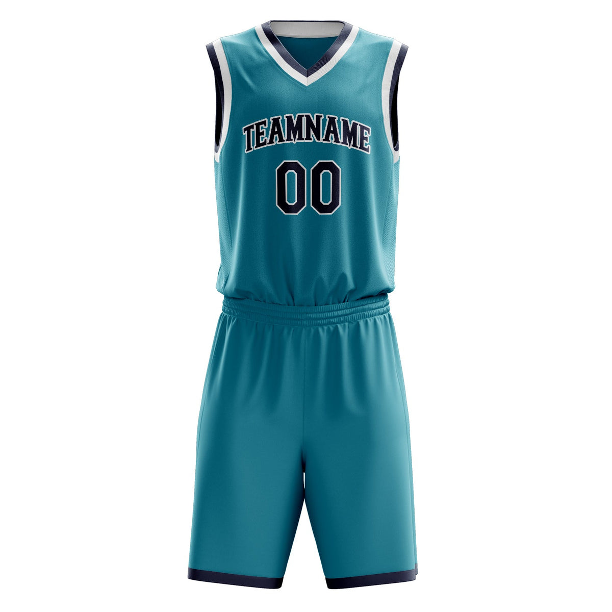 Custom Teal Black Solid Color Basketball Jersey