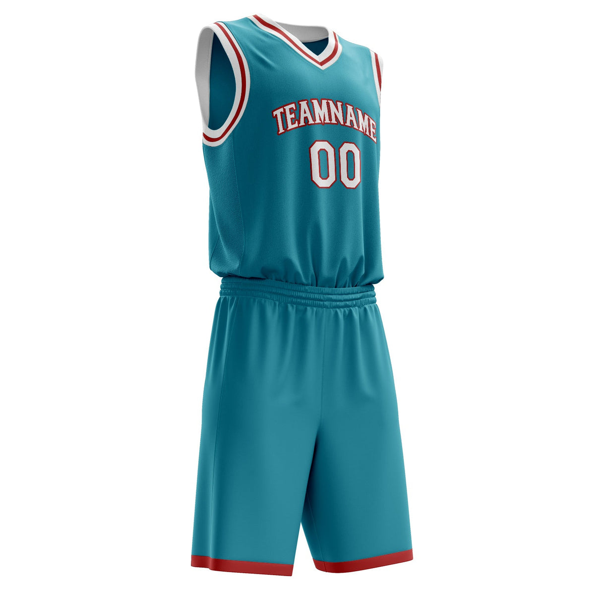 Custom Teal White Solid Color Basketball Jersey