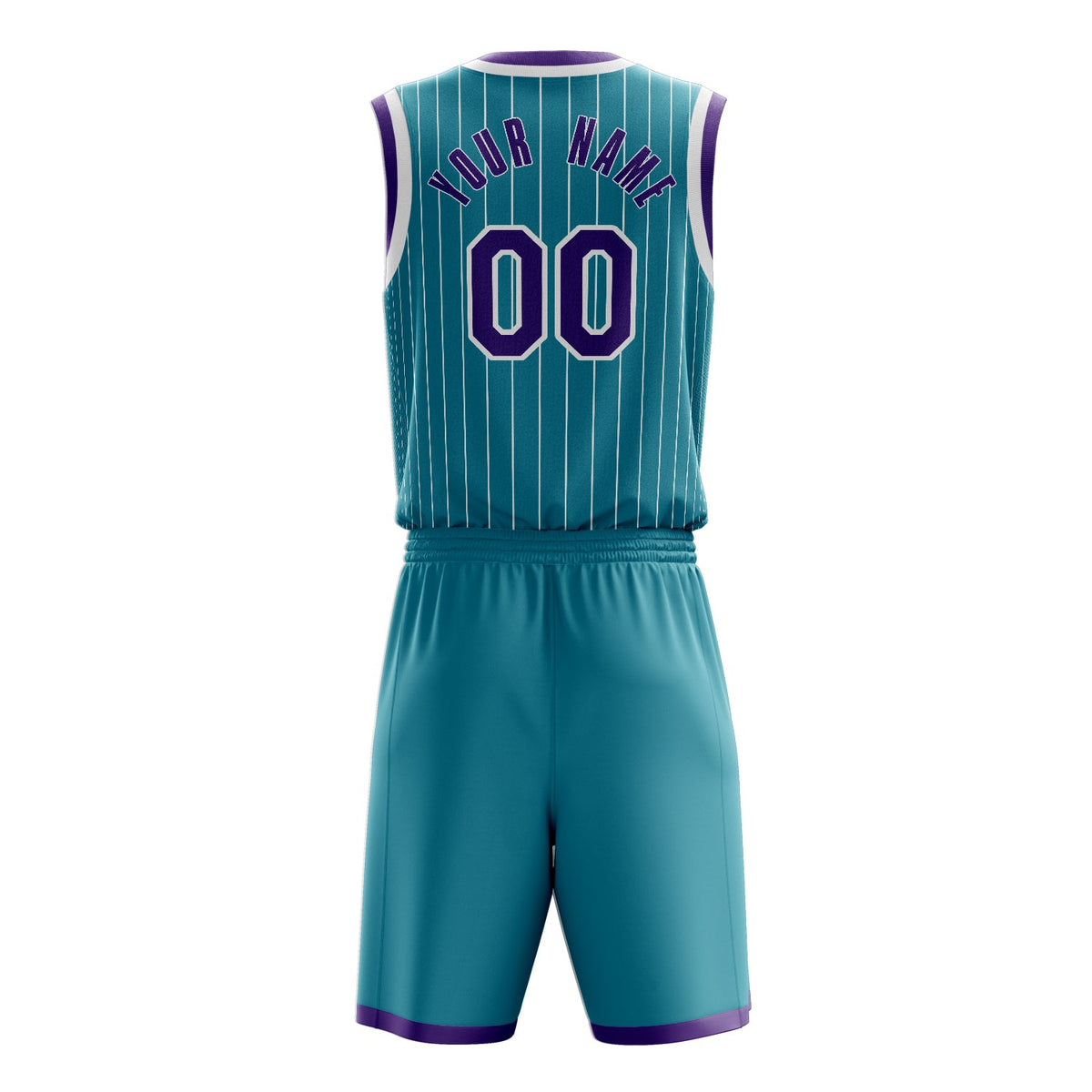 Custom Teal Purple Pinstripe Basketball Jersey