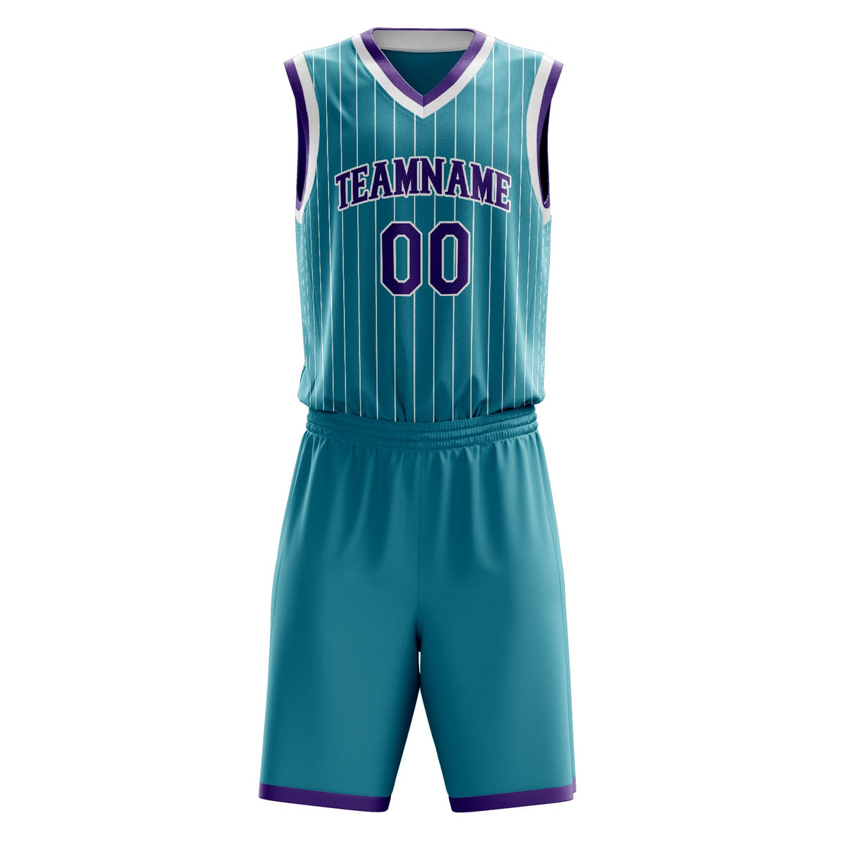 Custom Teal Purple Pinstripe Basketball Jersey