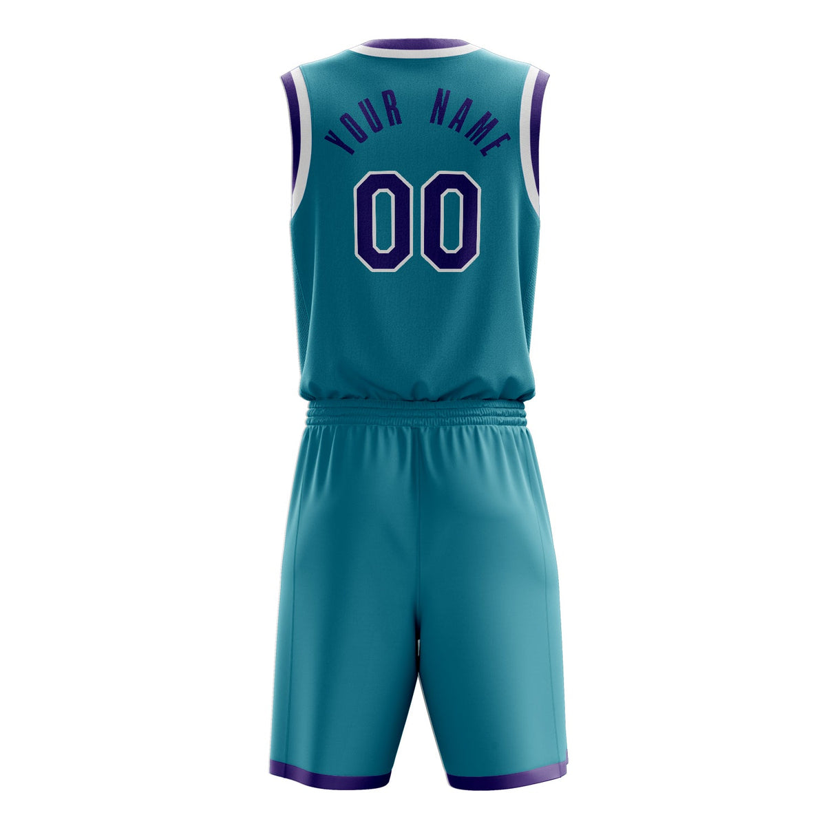 Custom Teal Purple Solid Color Basketball Jersey