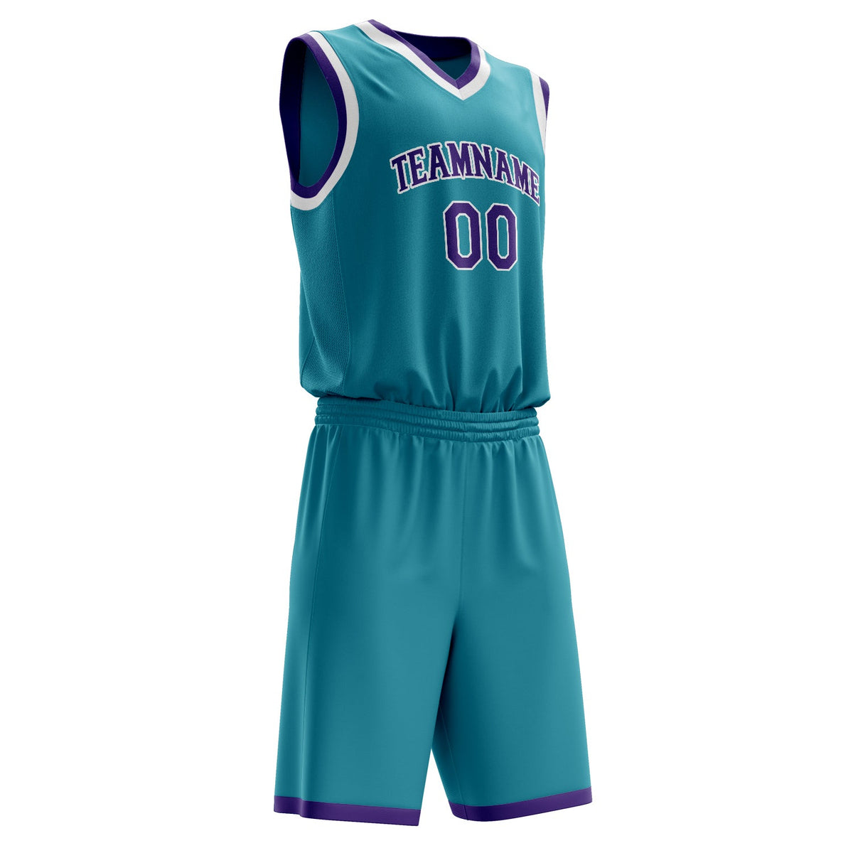 Custom Teal Purple Solid Color Basketball Jersey