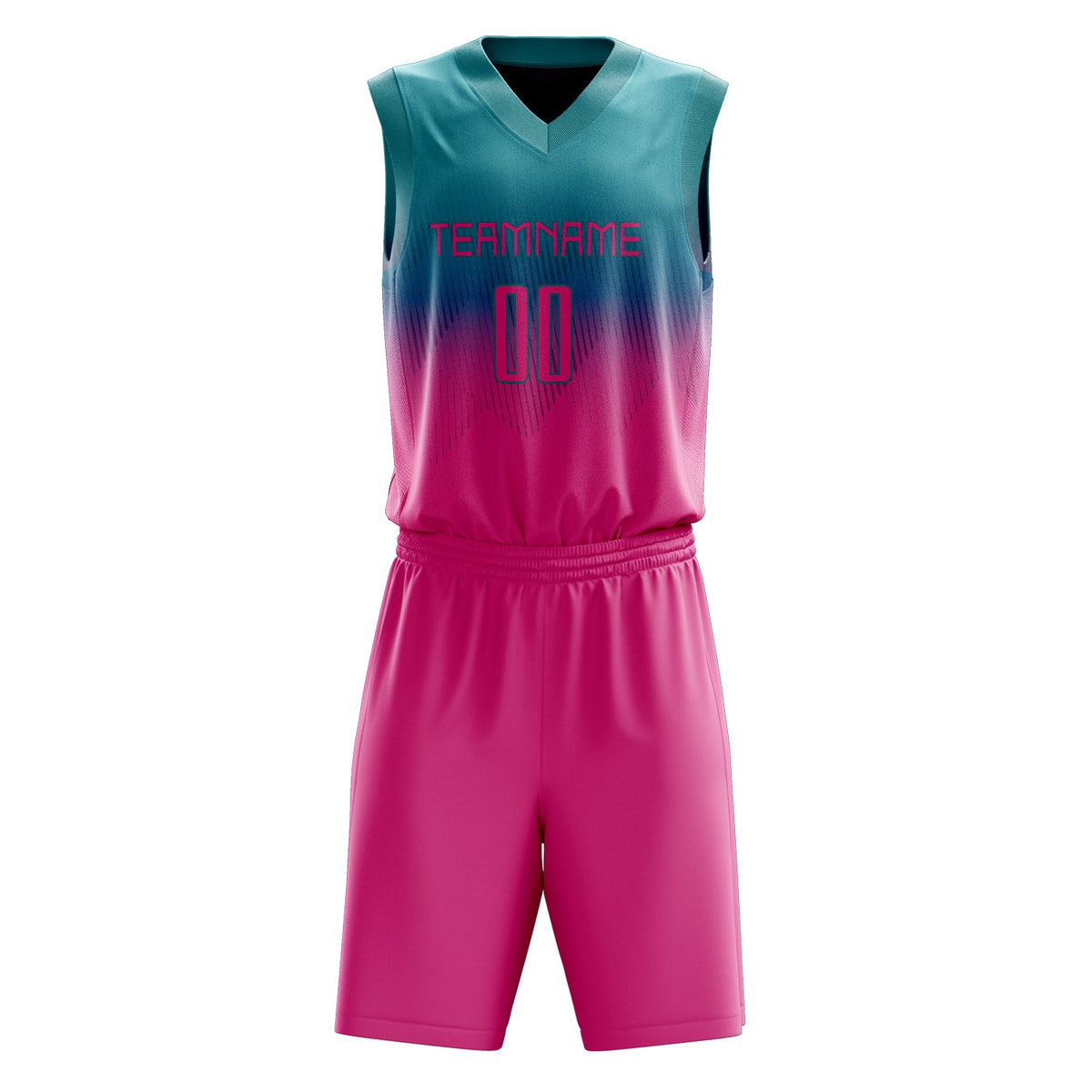 Custom Teal Pink Split Basketball Jersey