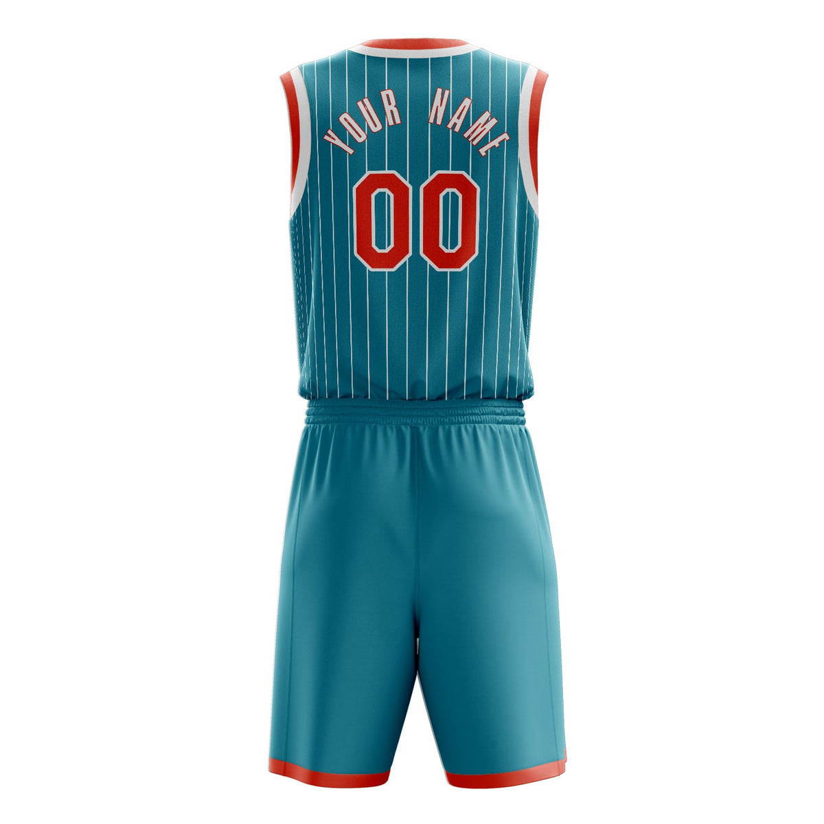 Custom Teal Orange Pinstripe Basketball Jersey