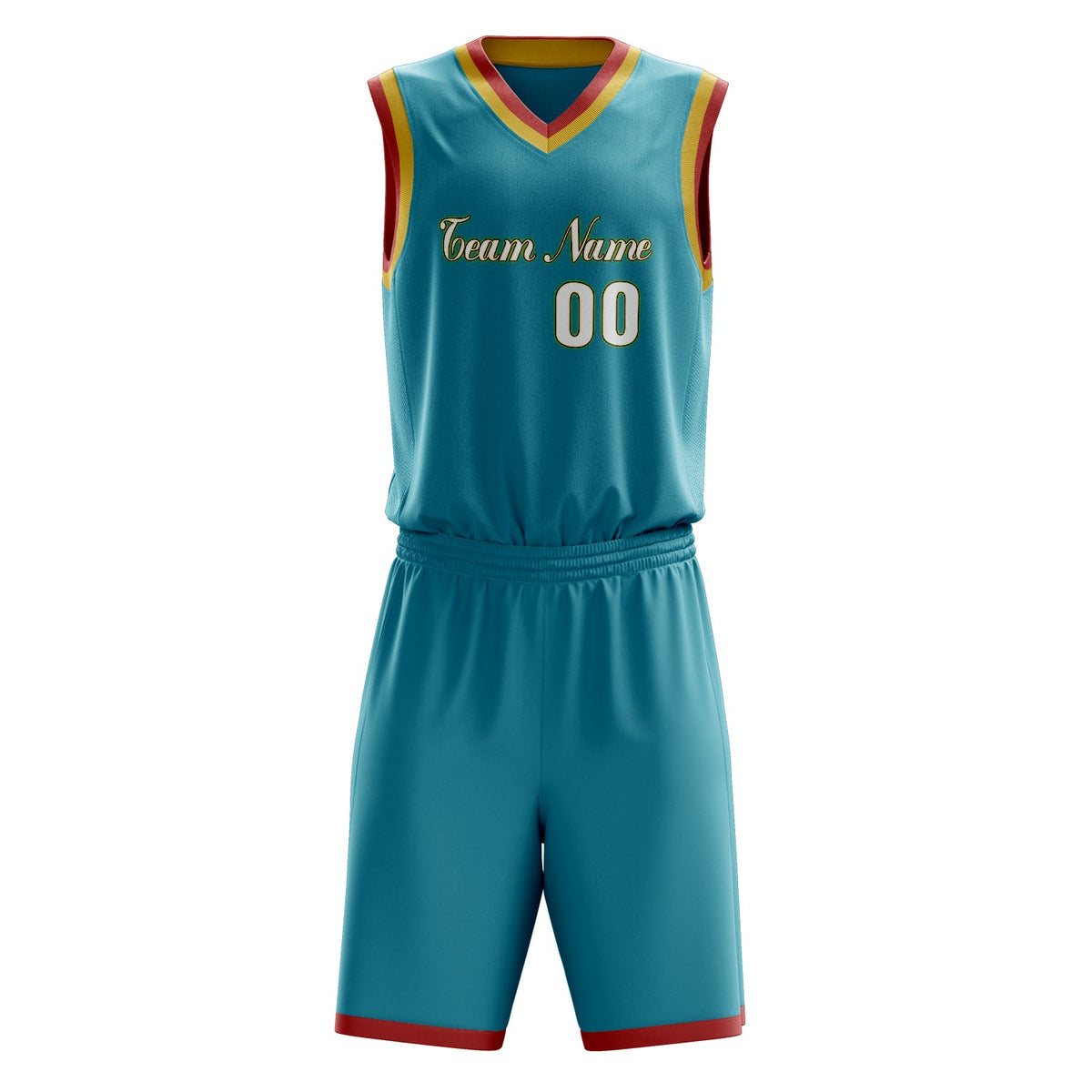 Custom Teal White Solid Color Basketball Jersey