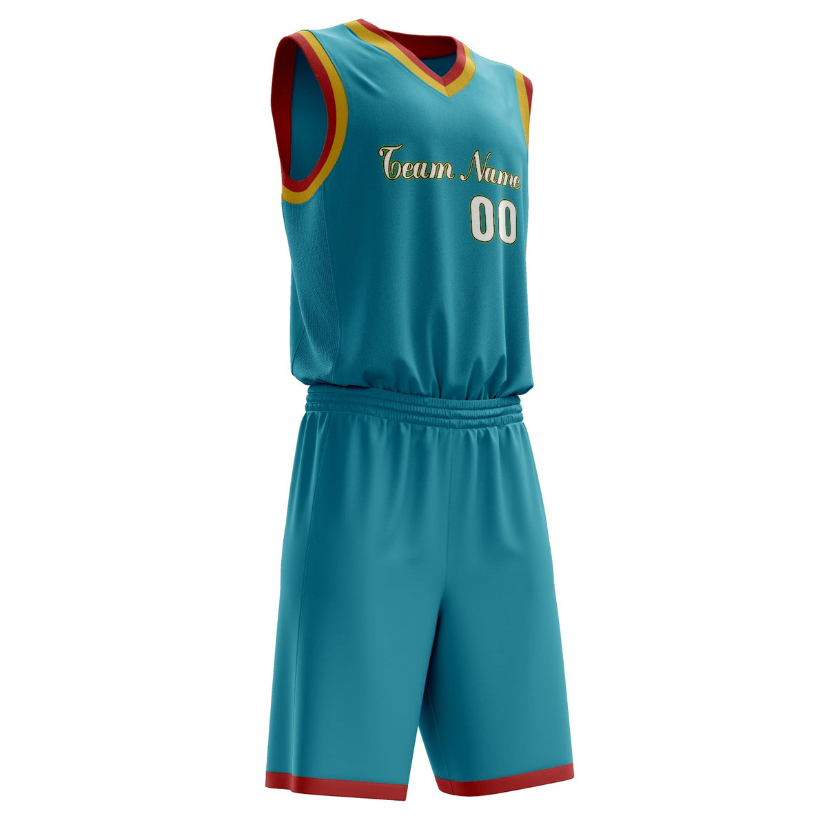 Custom Teal White Solid Color Basketball Jersey