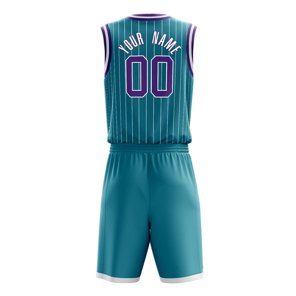 Custom Teal Purple Pinstripe Basketball Jersey