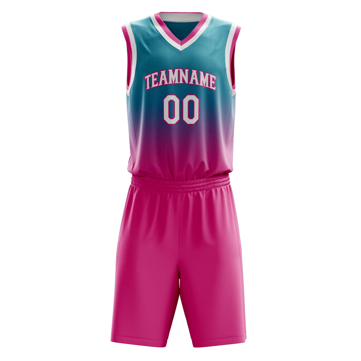 Custom Teal Pink Fade Basketball Jersey