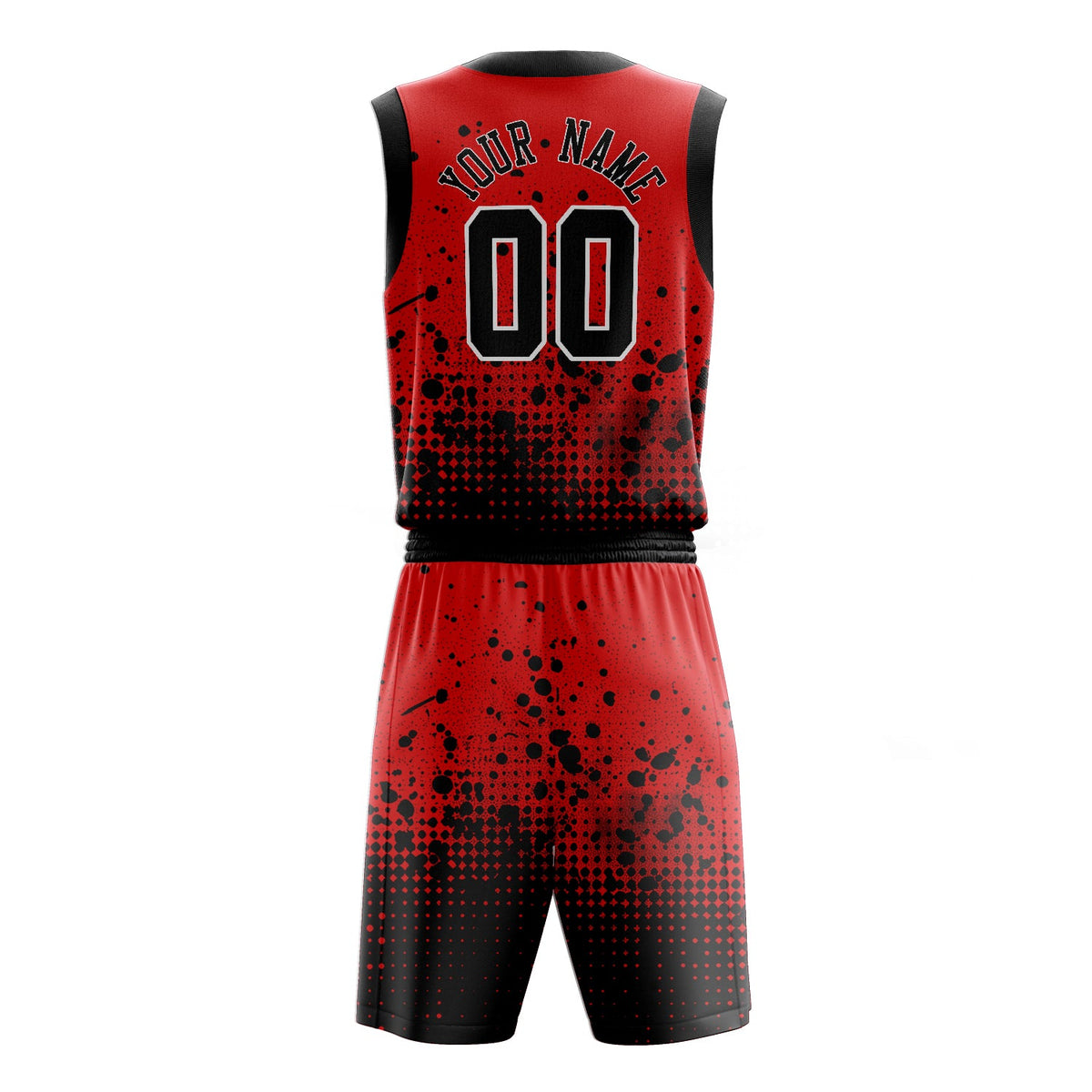 Custom Red Black Solid Color Basketball Jersey