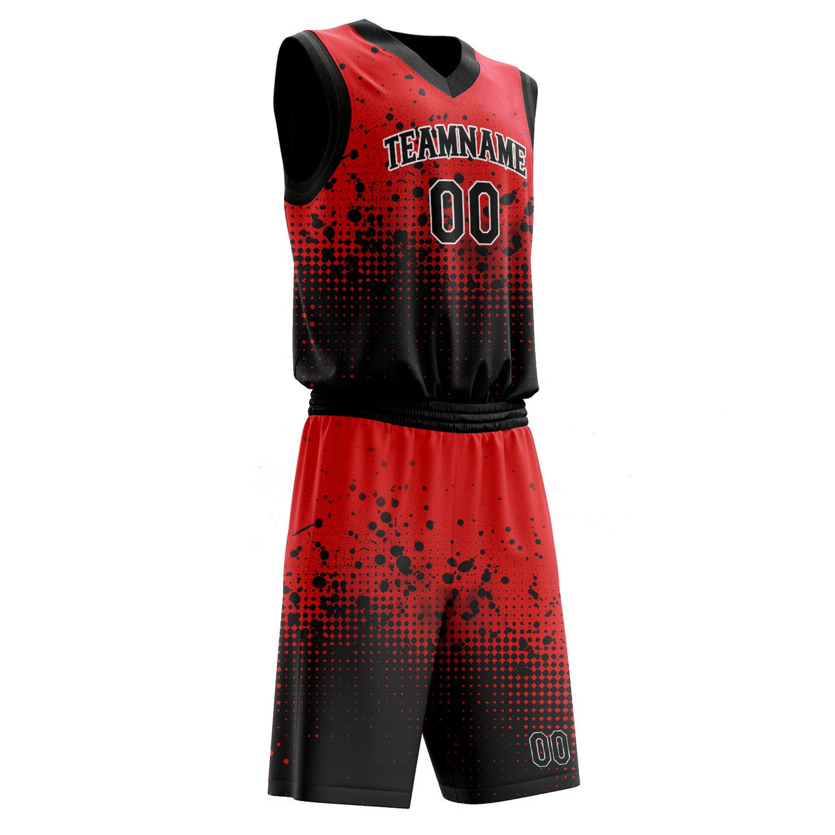 Custom Red Black Solid Color Basketball Jersey