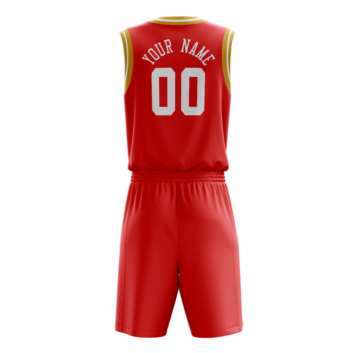 Custom Red White Solid Color Basketball Jersey