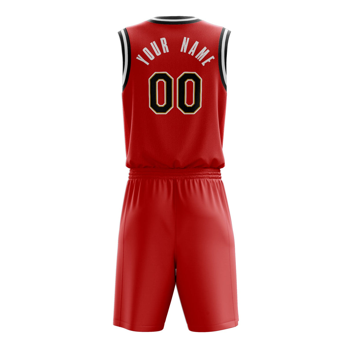 Custom Red Black Solid Color Basketball Jersey