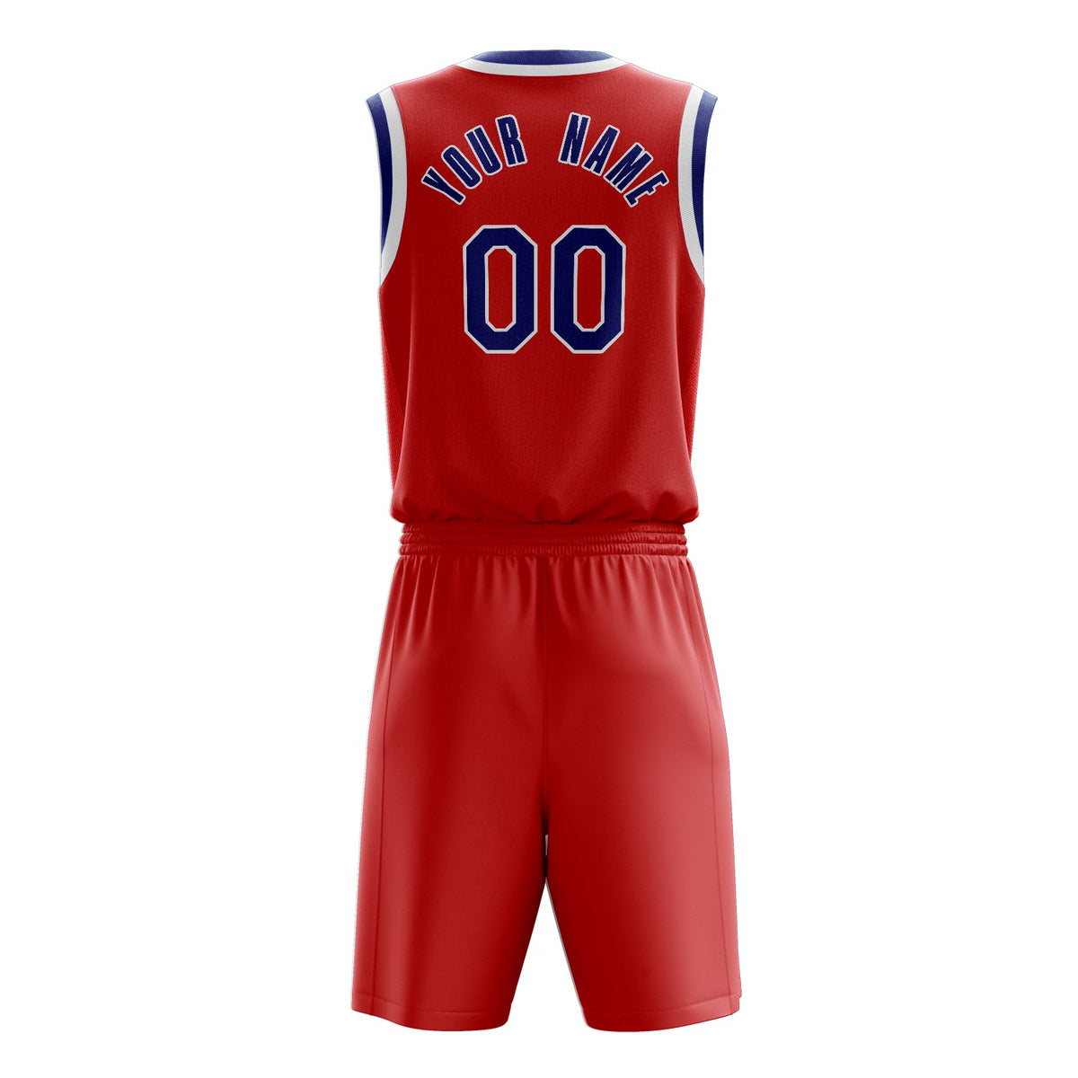 Custom Red Navy Solid Color Basketball Jersey