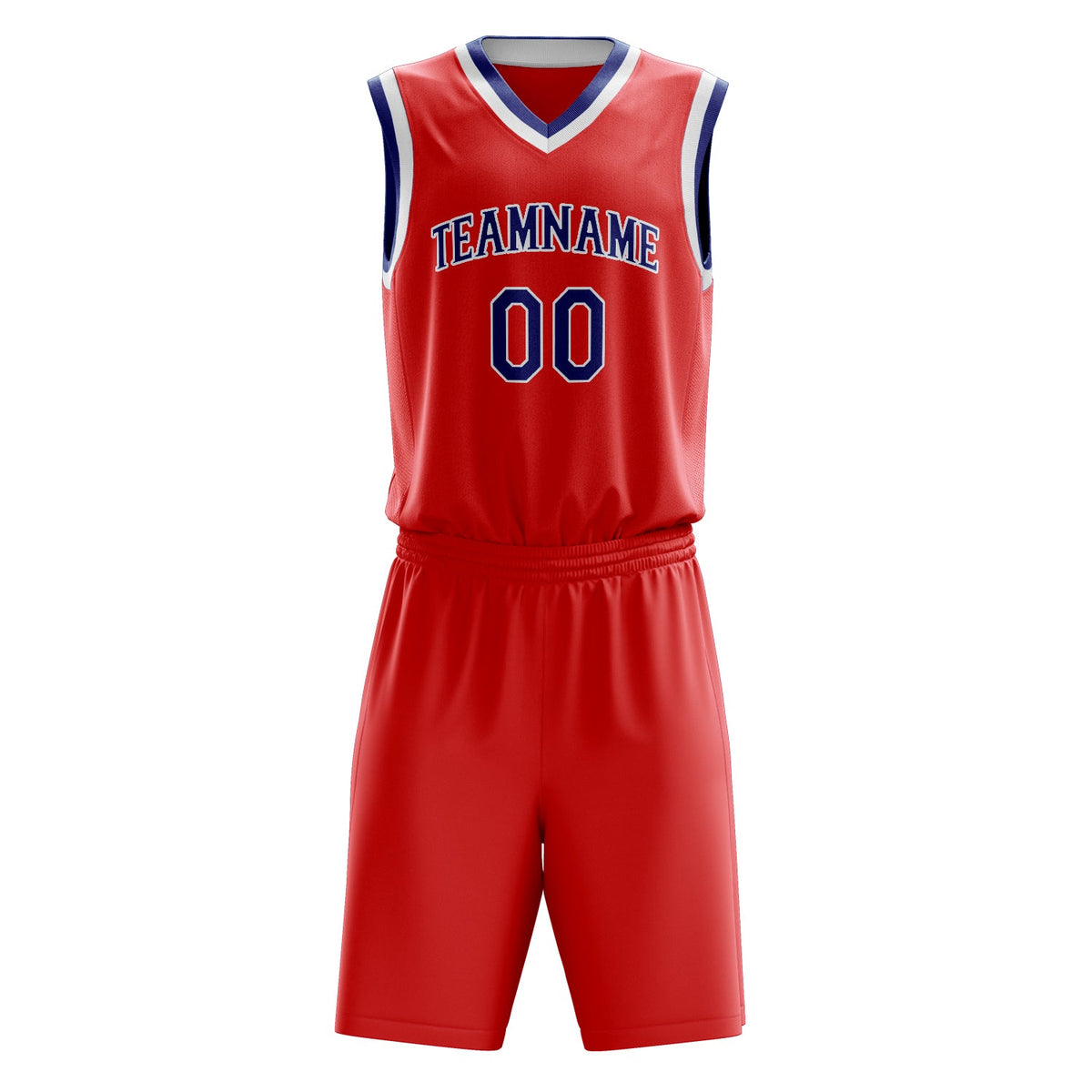 Custom Red Navy Solid Color Basketball Jersey