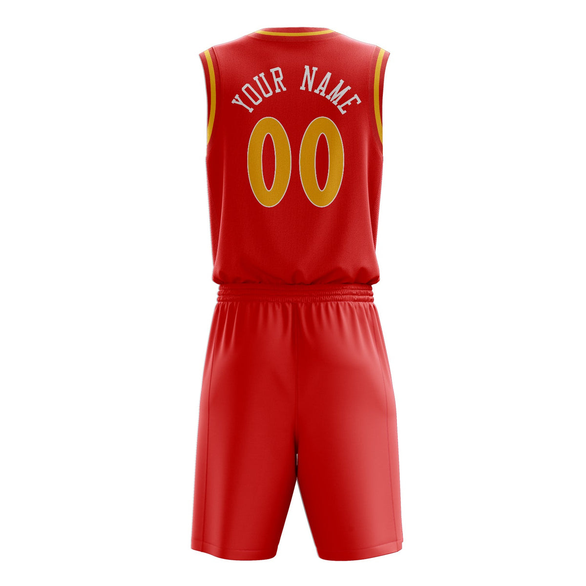 Custom Red Gold Solid Color Basketball Jersey