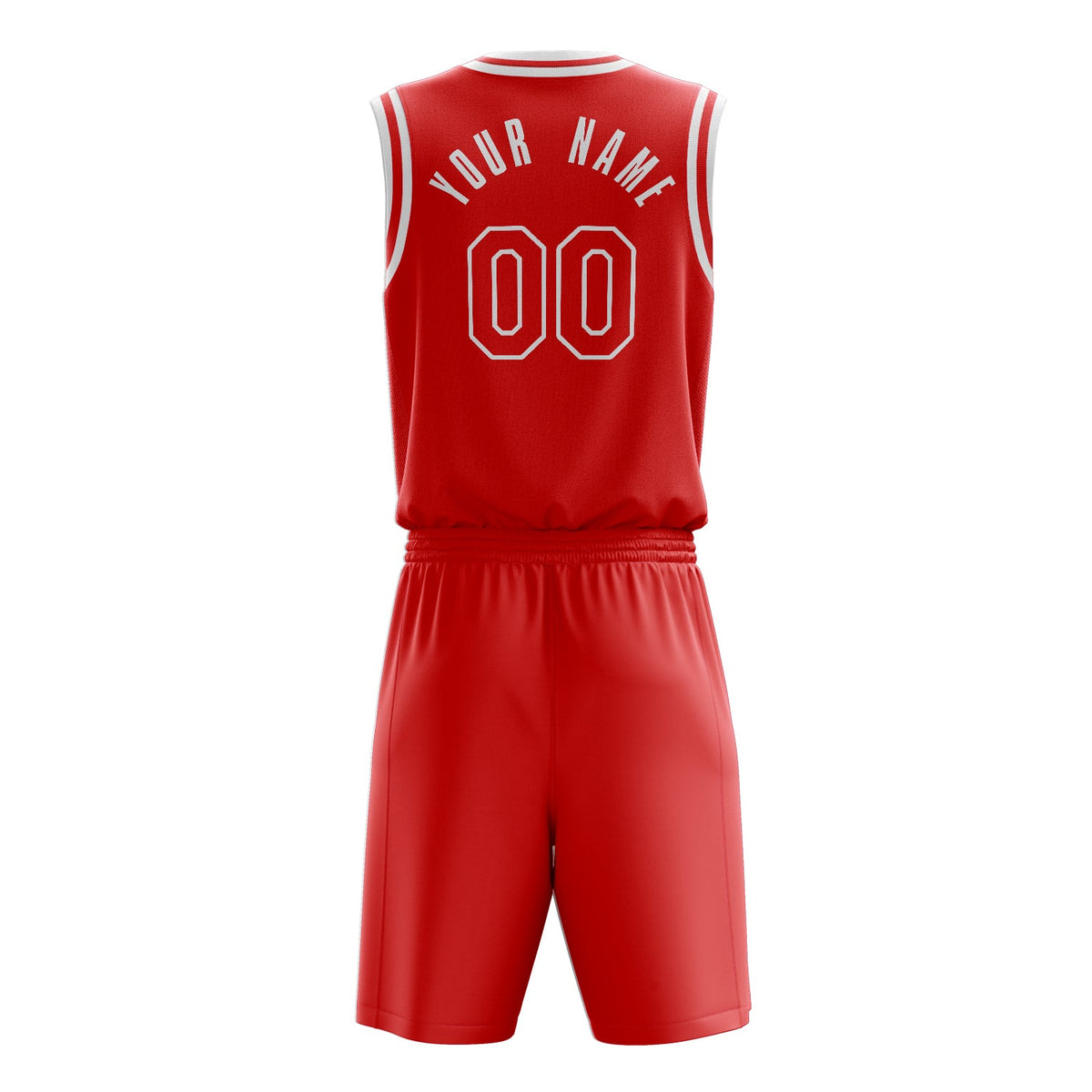 Custom Red White Solid Color Basketball Jersey