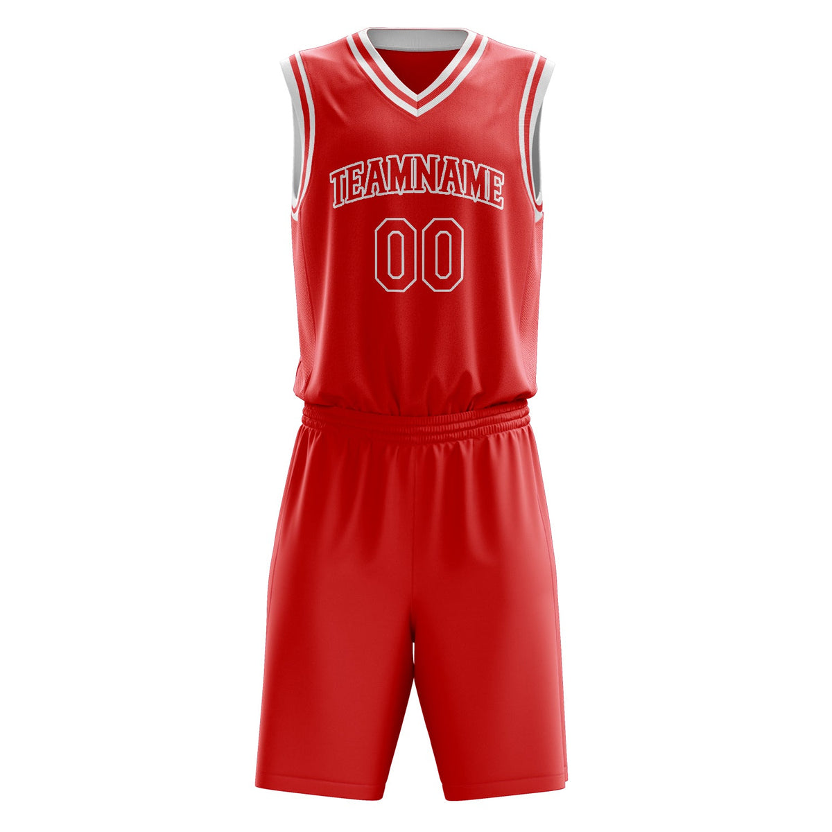 Custom Red White Solid Color Basketball Jersey