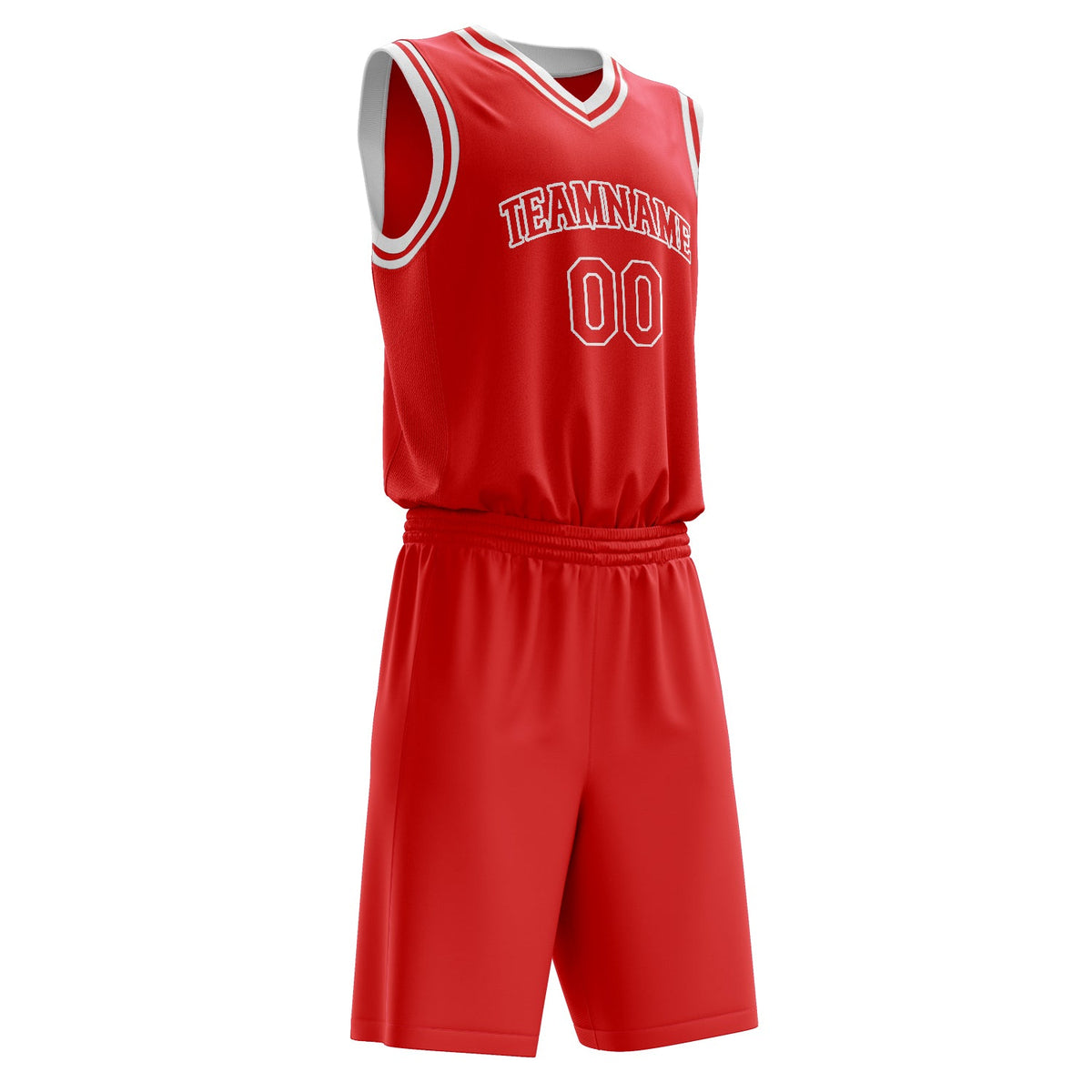 Custom Red White Solid Color Basketball Jersey