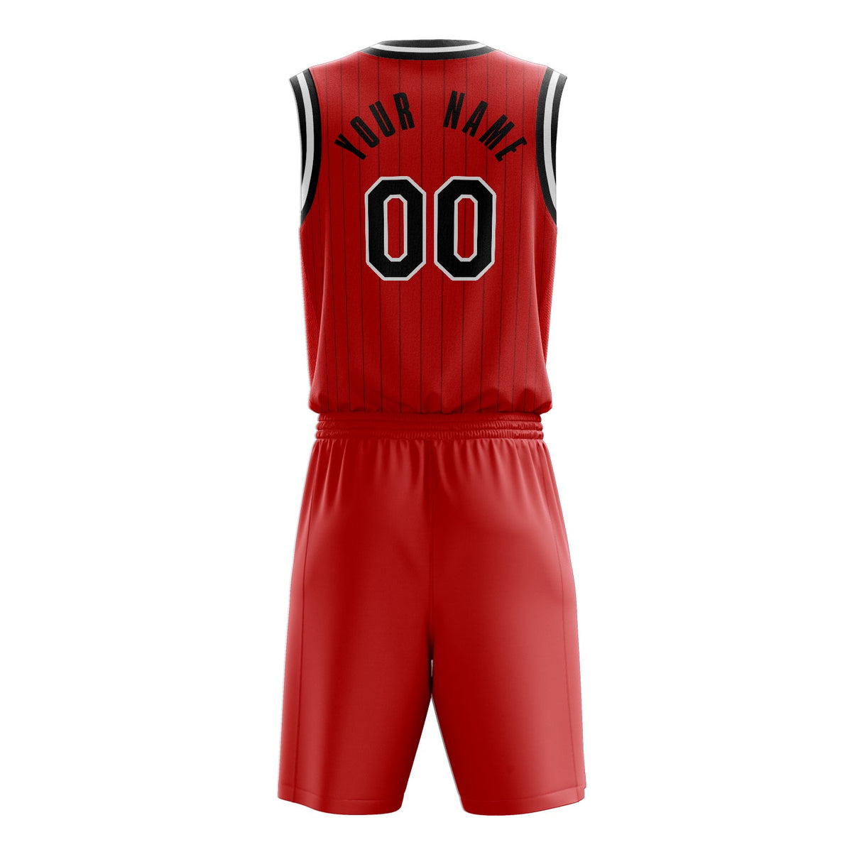 Custom Red Black Pinstripe Basketball Jersey