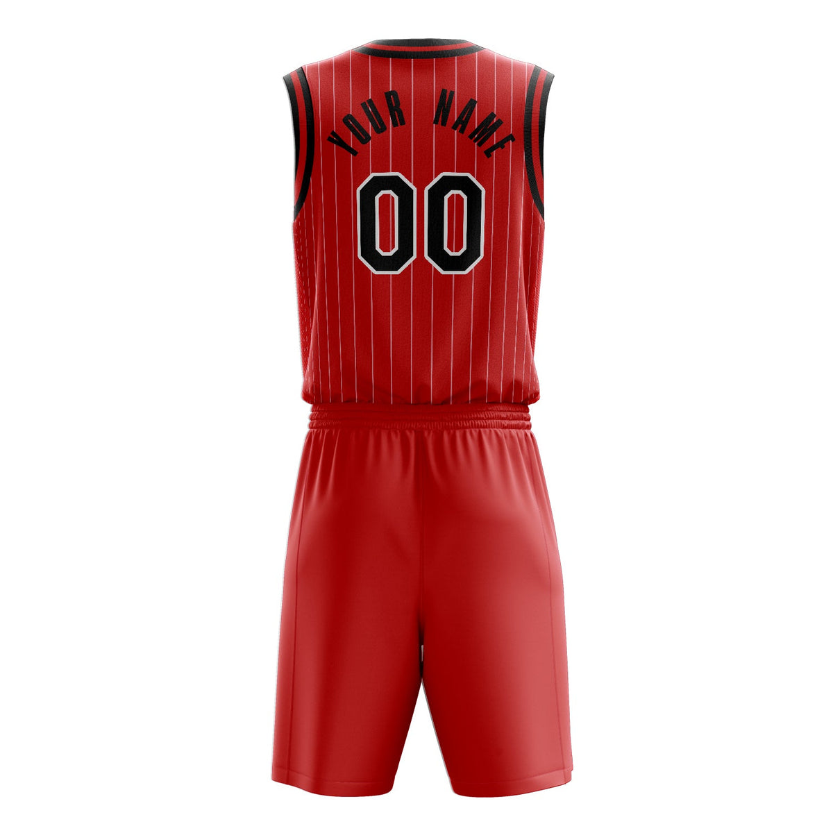 Custom Red Black Pinstripe Basketball Jersey