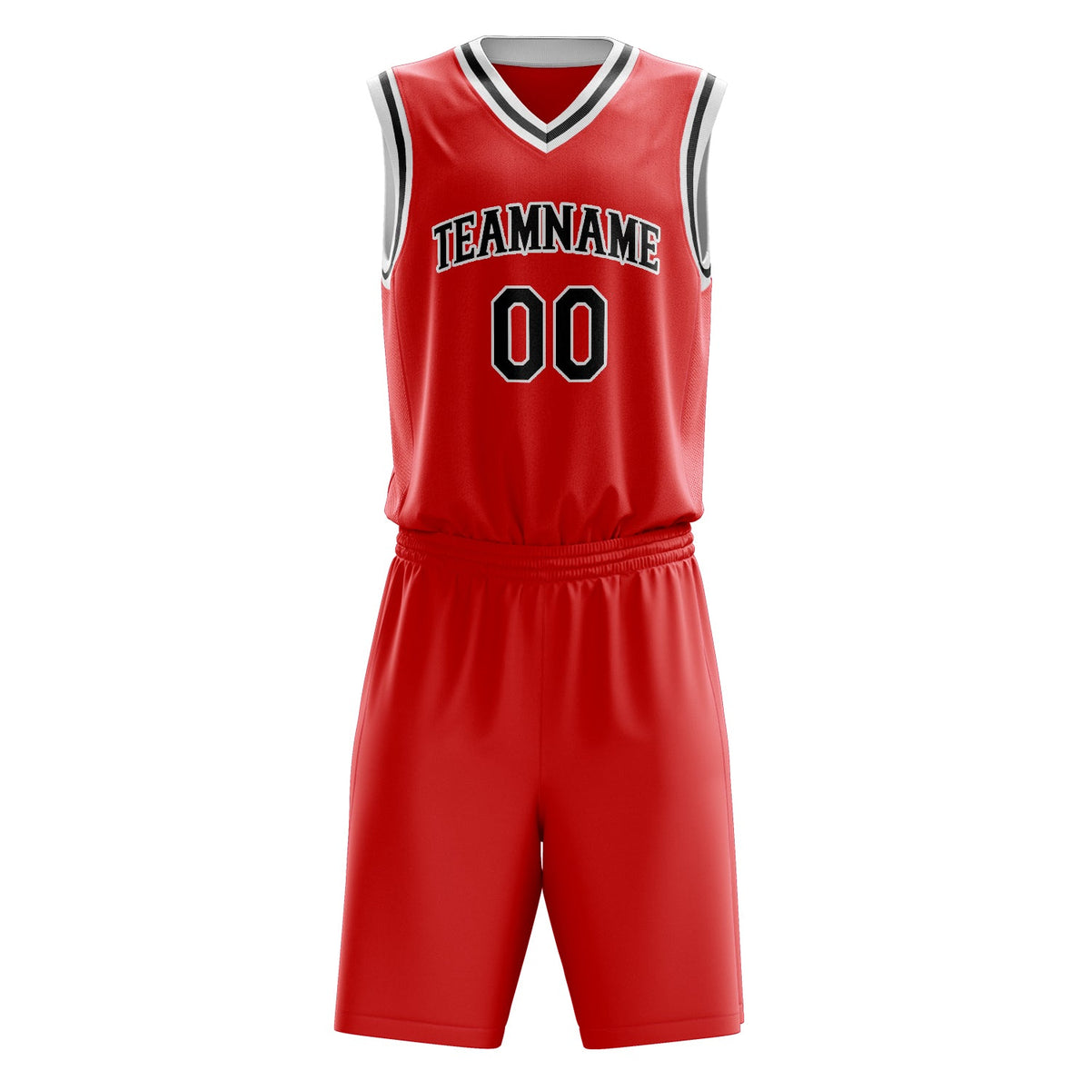 Custom Red Black Solid Color Basketball Jersey