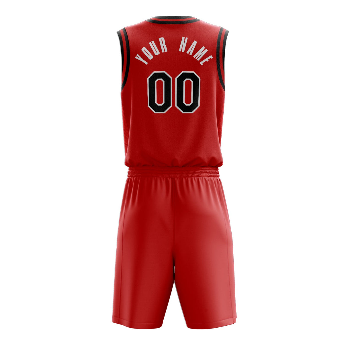 Custom Red Black Solid Color Basketball Jersey