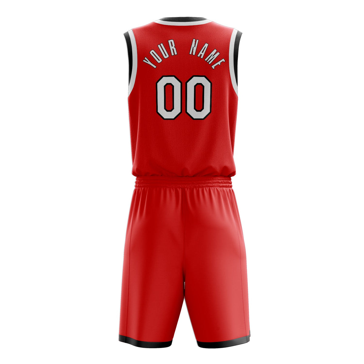 Custom Red White Solid Color Basketball Jersey