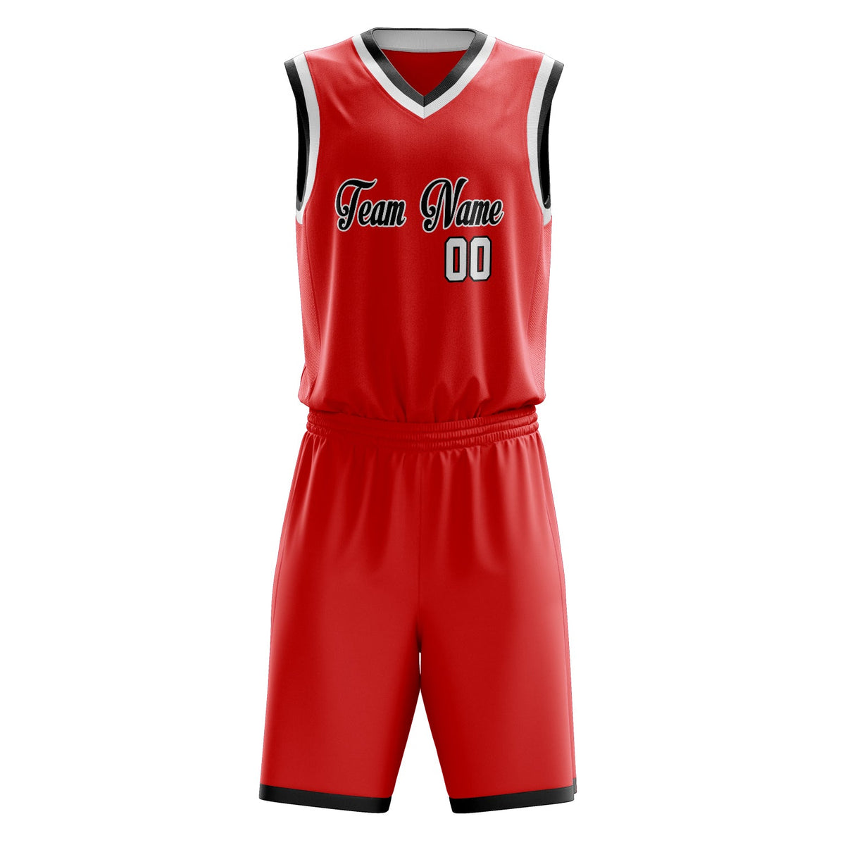 Custom Red White Solid Color Basketball Jersey