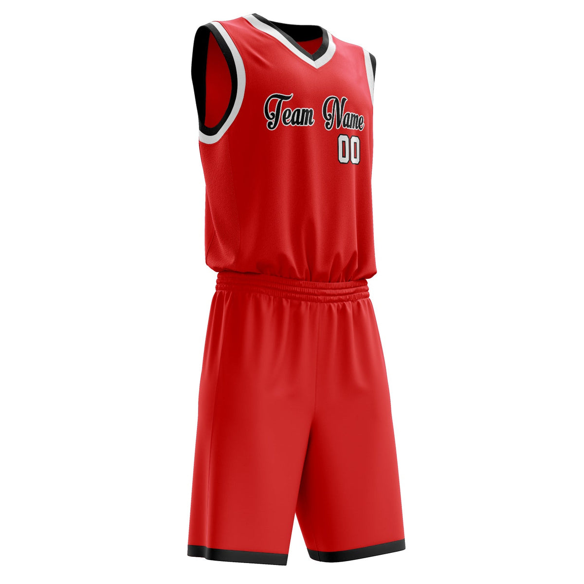 Custom Red White Solid Color Basketball Jersey