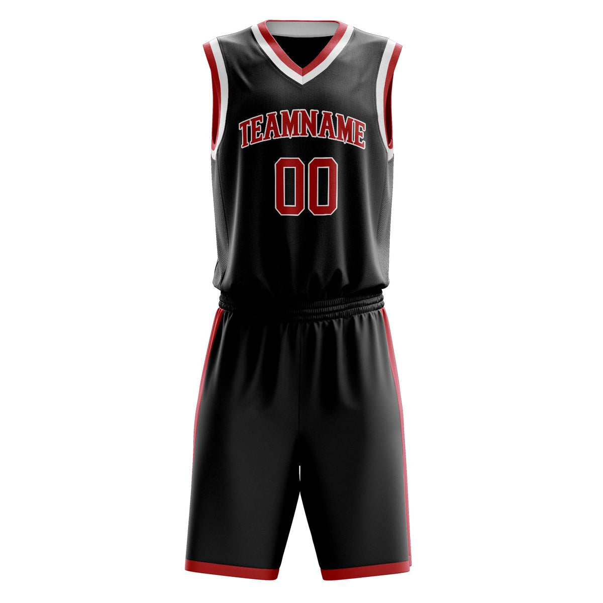 Custom Black Red Solid Color Basketball Jersey