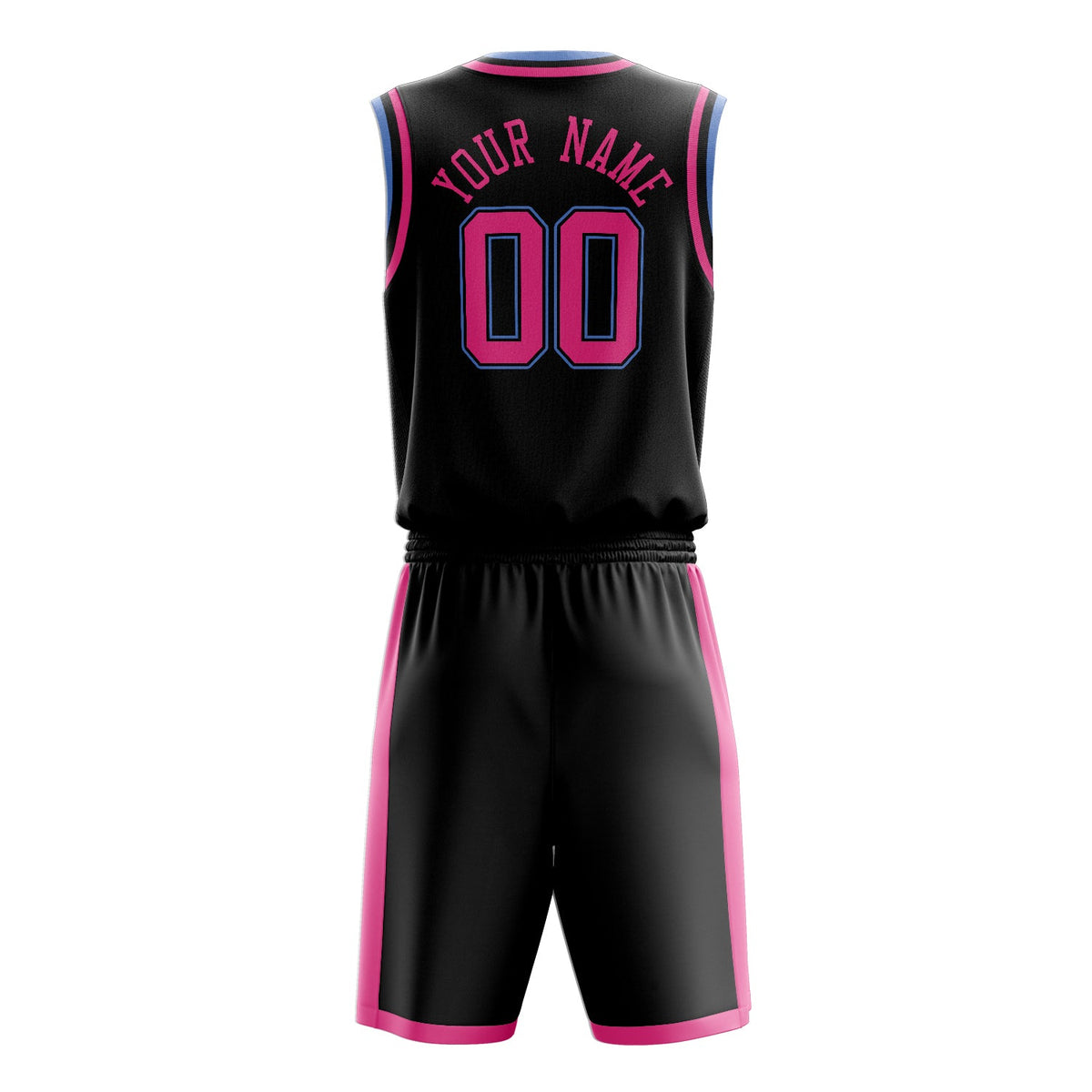 Custom Black Pink Solid Color Basketball Jersey