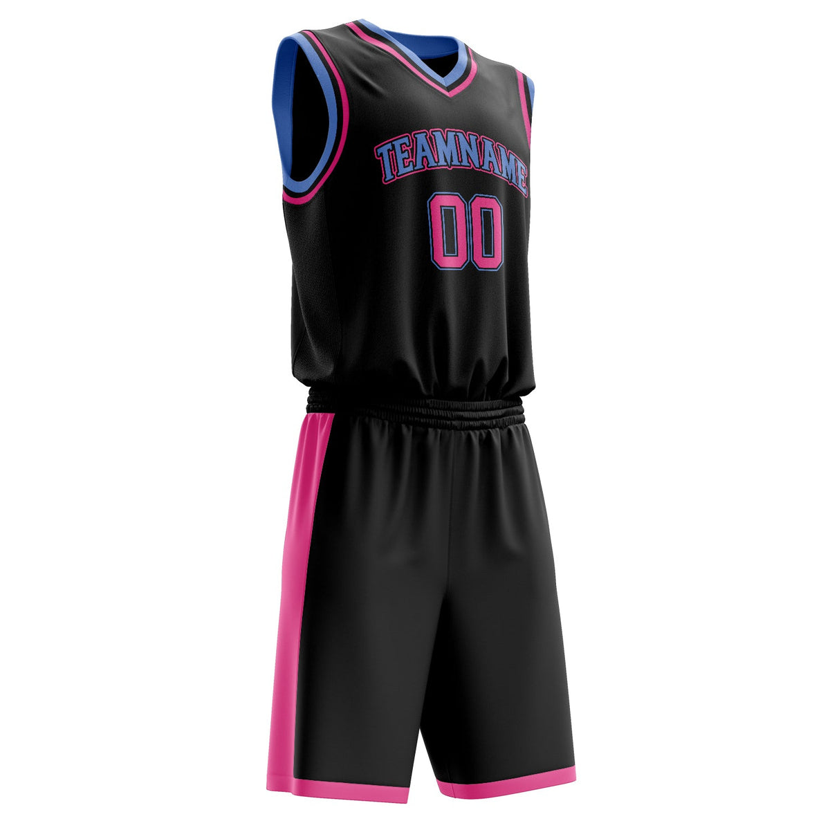 Custom Black Pink Solid Color Basketball Jersey