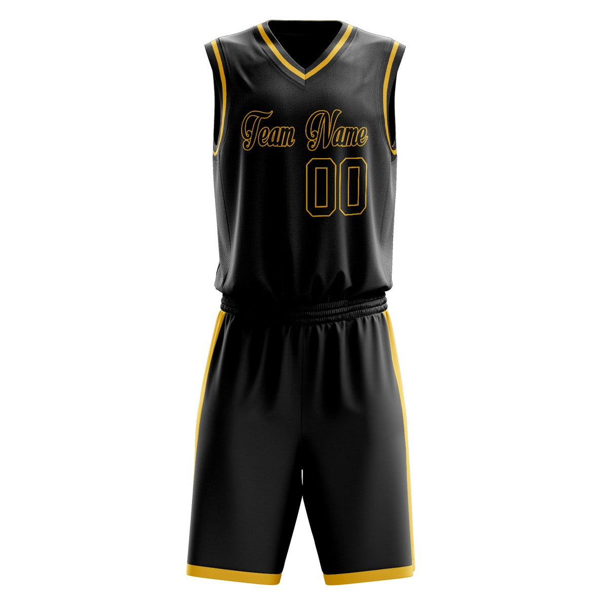 Custom Black Gold Solid Color Basketball Jersey