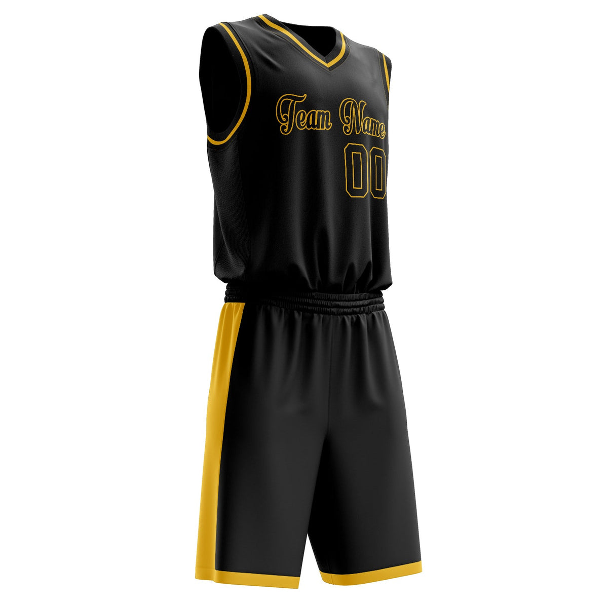 Custom Black Gold Solid Color Basketball Jersey