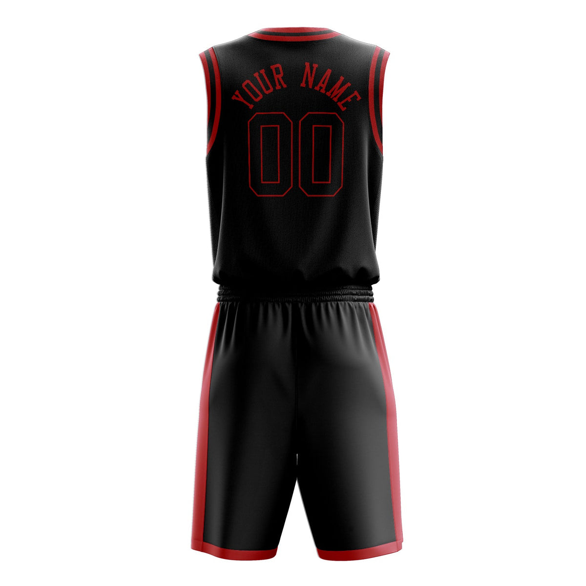 Custom Black Red Solid Color Basketball Jersey