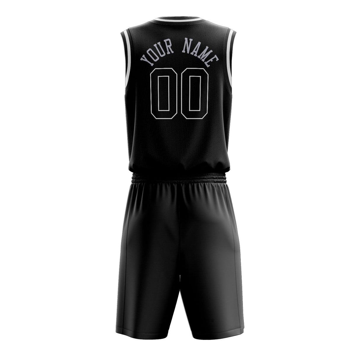 Custom Black White Solid Color Basketball Jersey