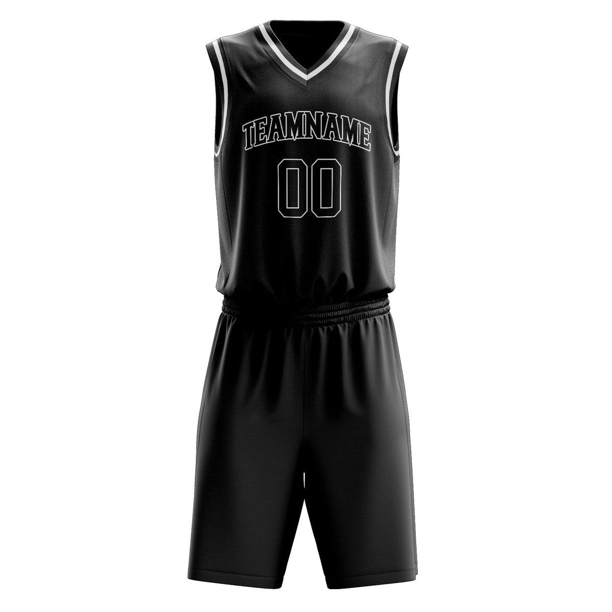 Custom Black White Solid Color Basketball Jersey