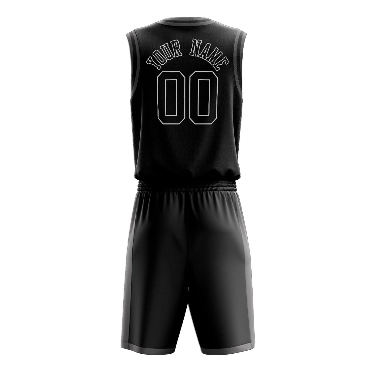 Custom Black White Solid Color Basketball Jersey