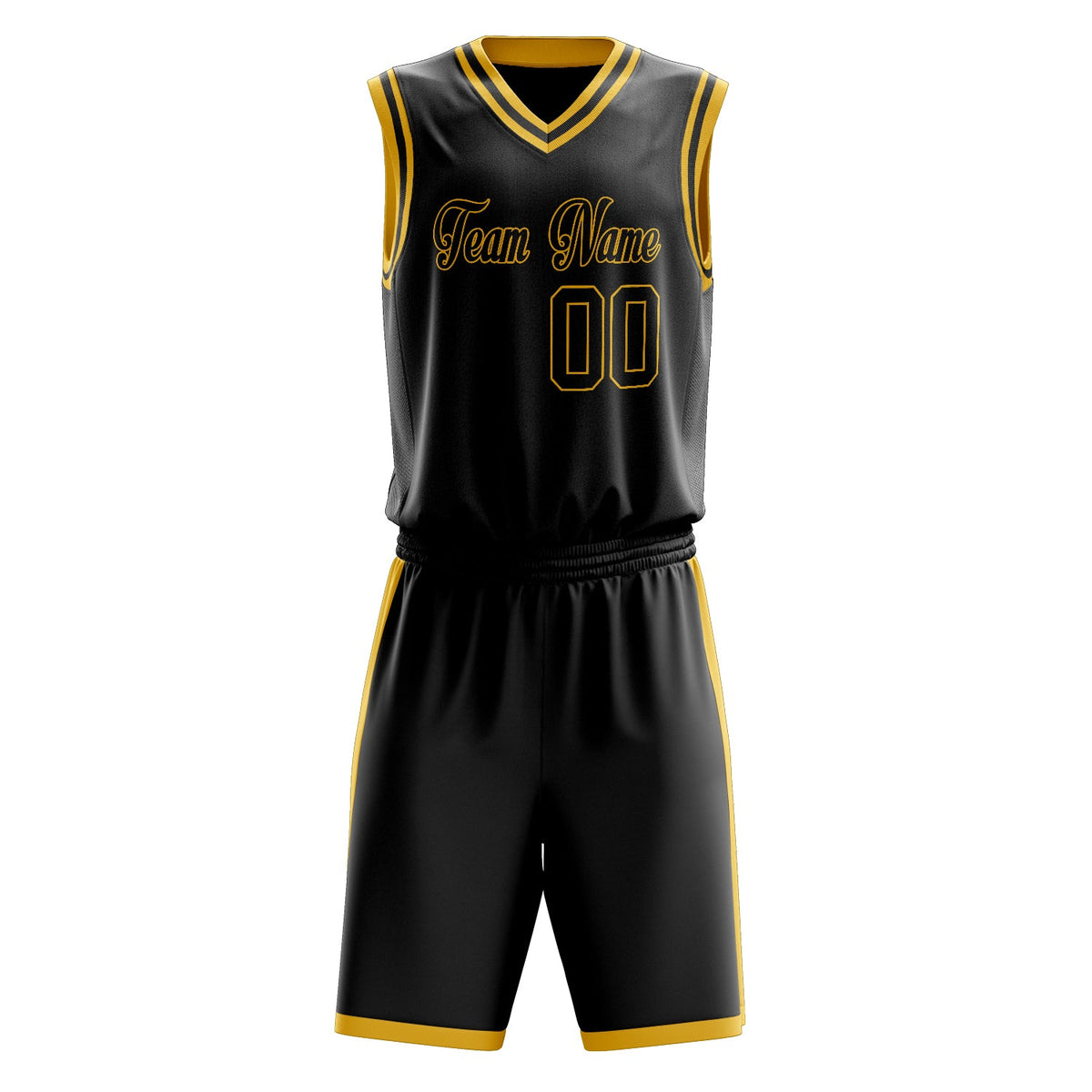 Custom Black Yellow Solid Color Basketball Jersey