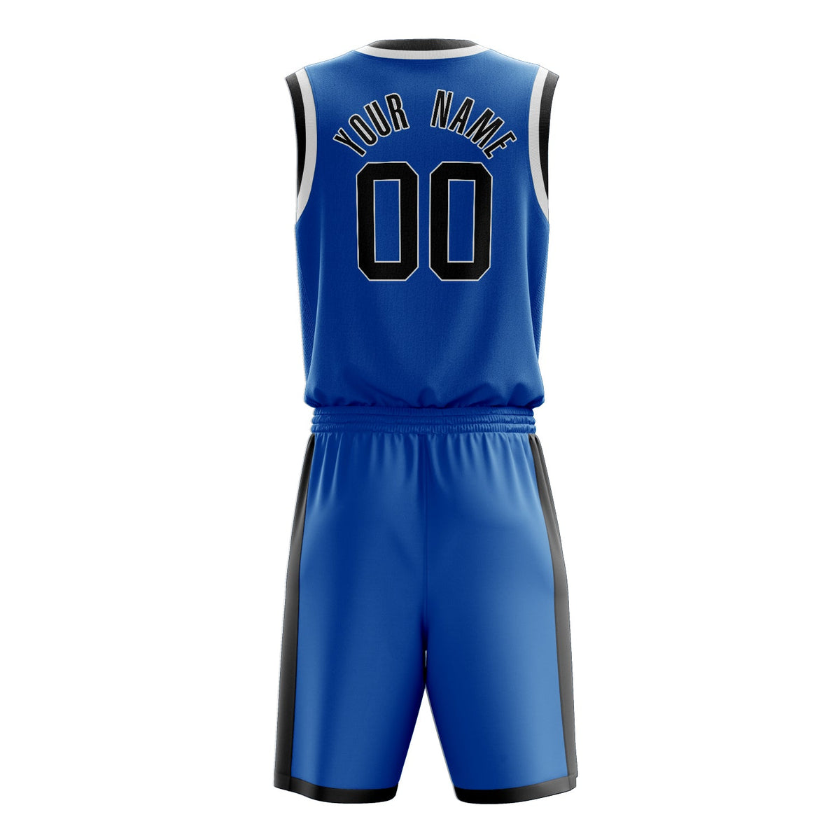 Custom Blue Black Solid Color Basketball Jersey