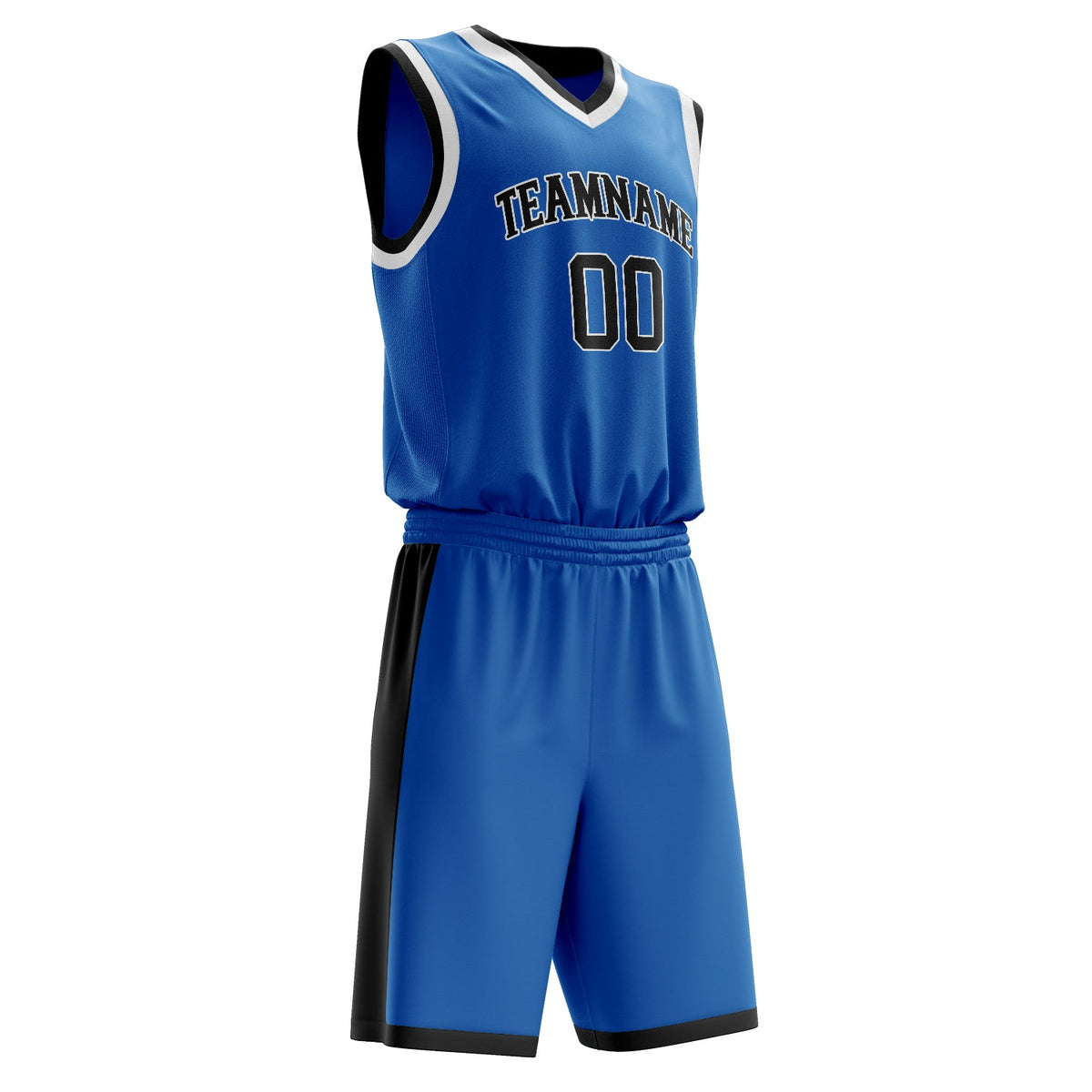 Custom Blue Black Solid Color Basketball Jersey