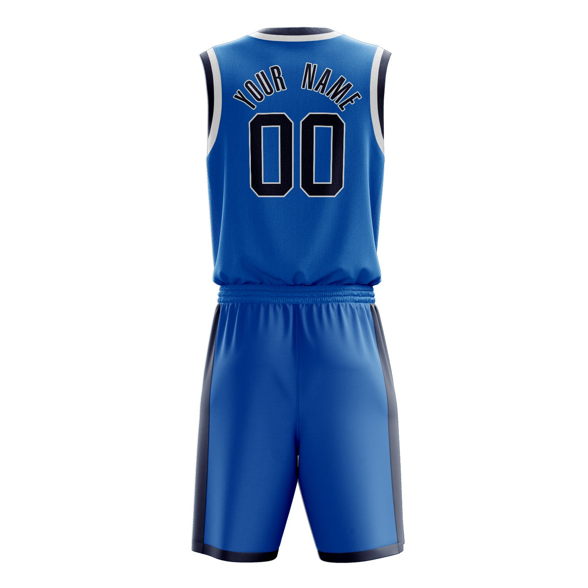 Custom Blue Black Solid Color Basketball Jersey