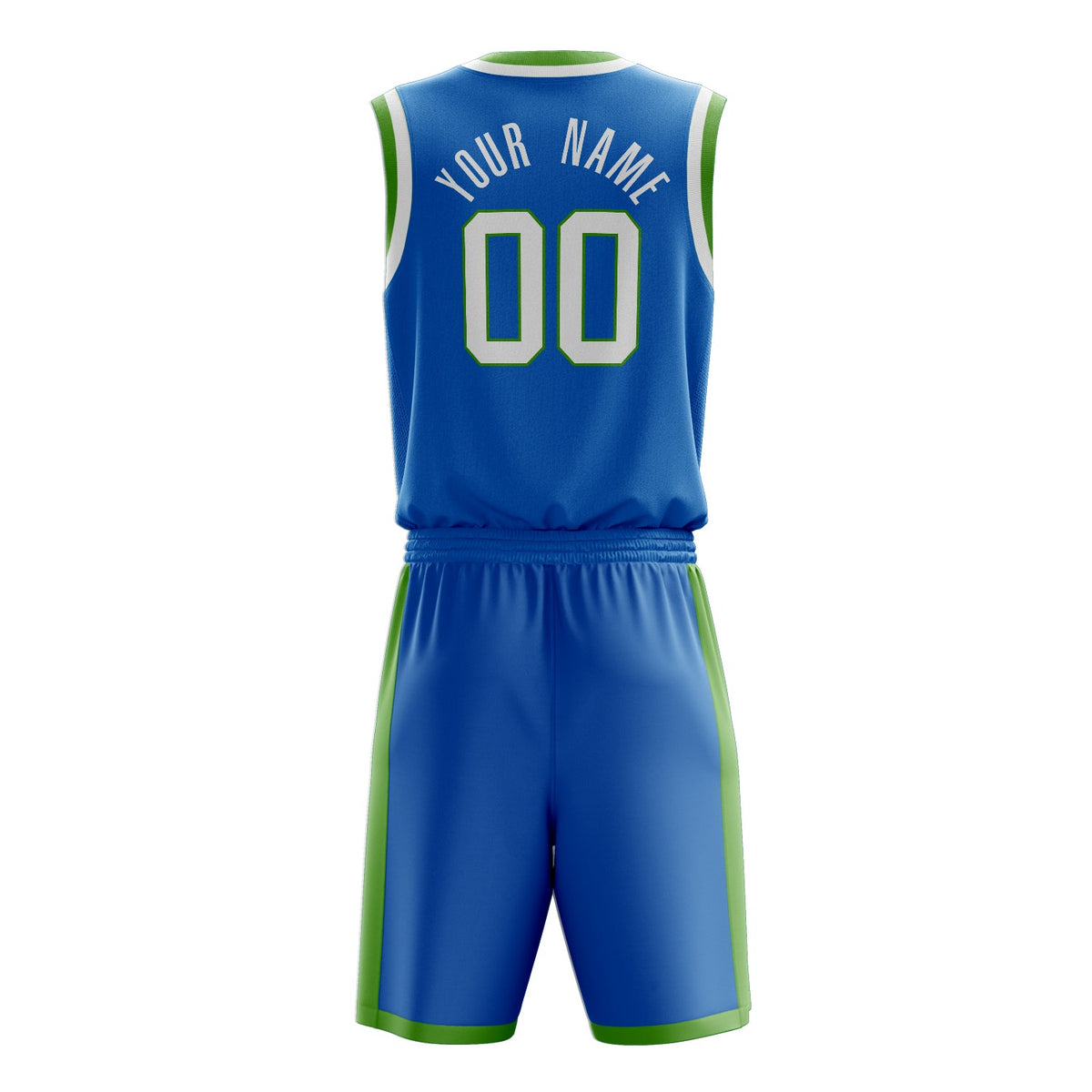 Custom Blue White Solid Color Basketball Jersey