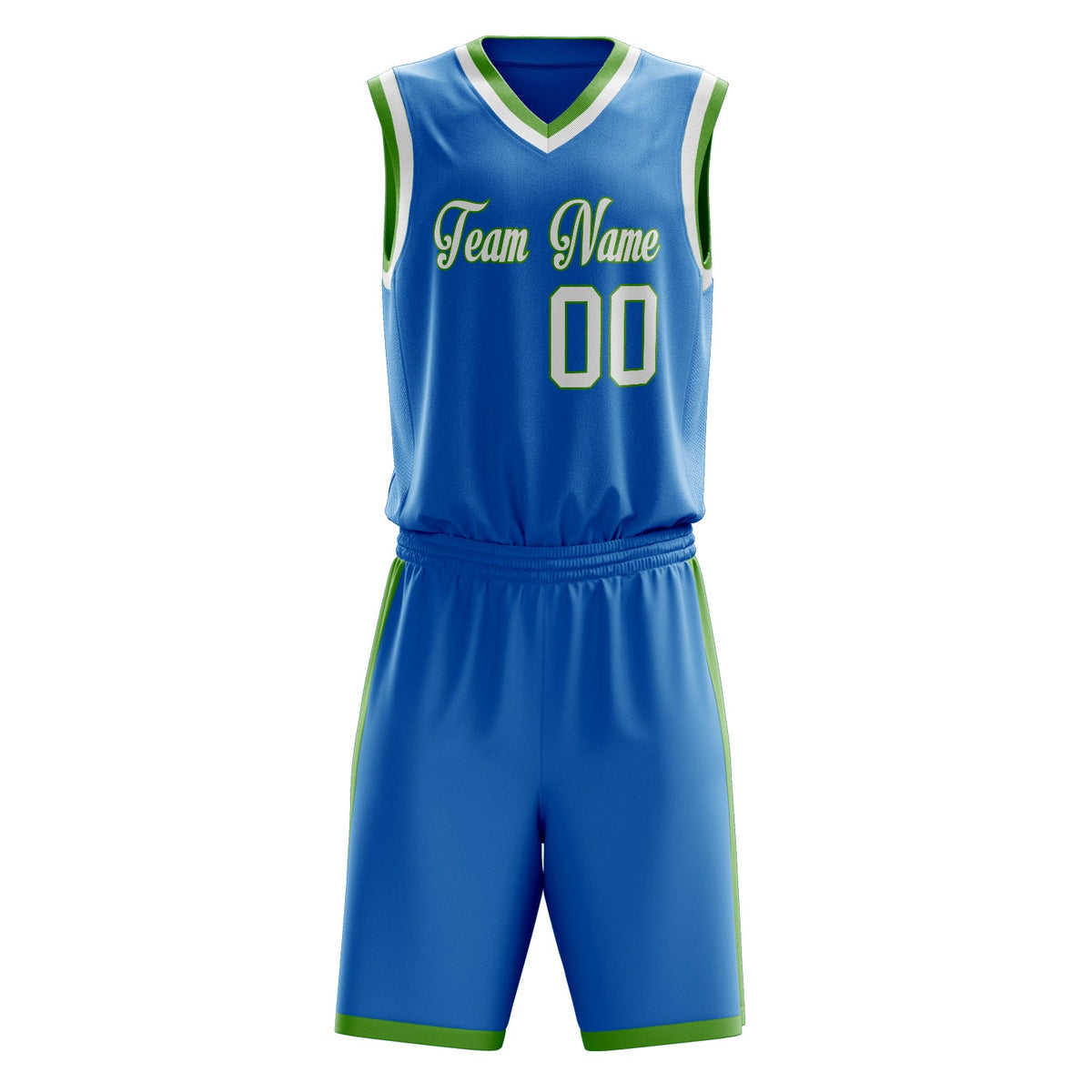 Custom Blue White Solid Color Basketball Jersey