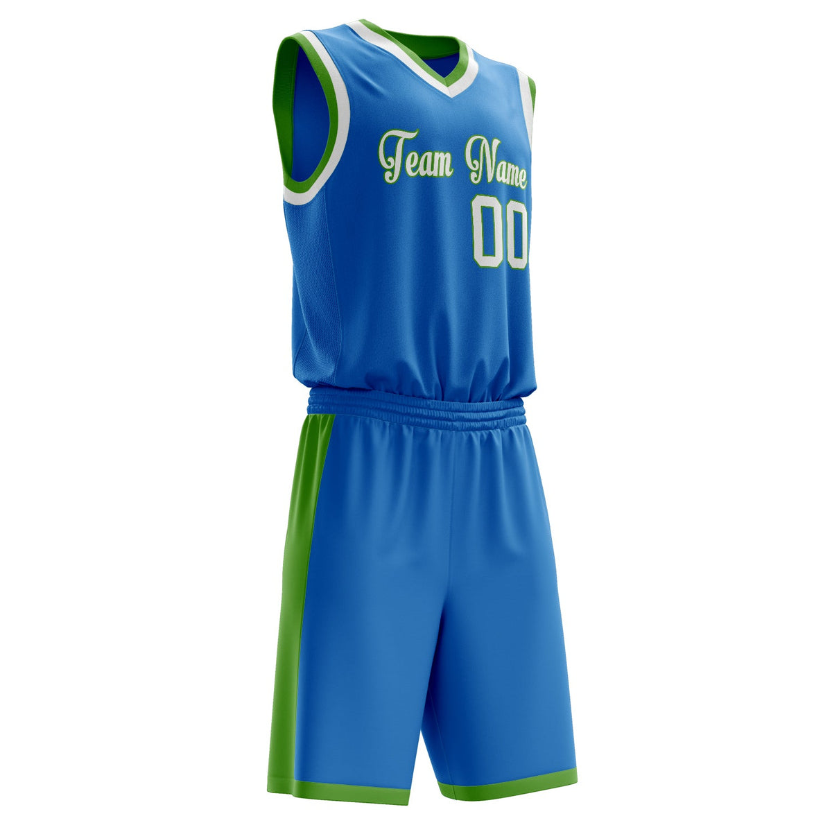 Custom Blue White Solid Color Basketball Jersey