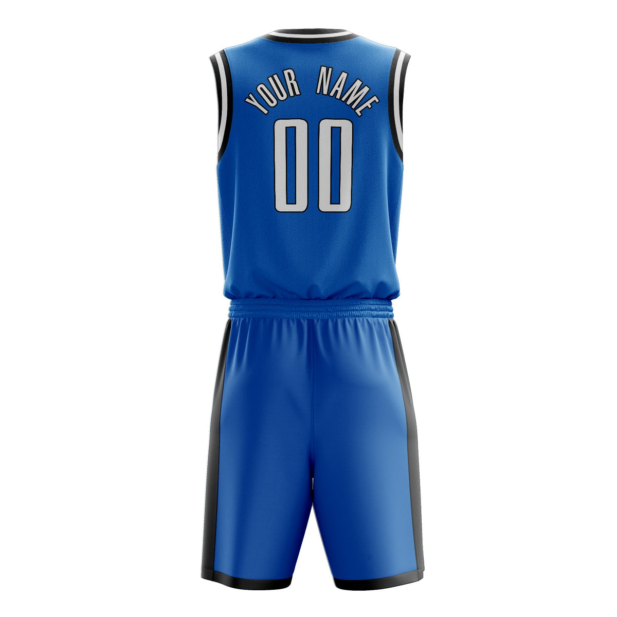 Custom Blue White Solid Color Basketball Jersey