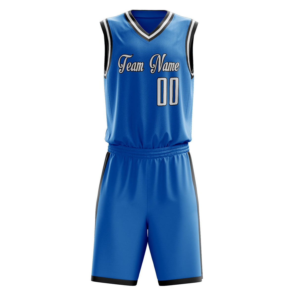 Custom Blue White Solid Color Basketball Jersey