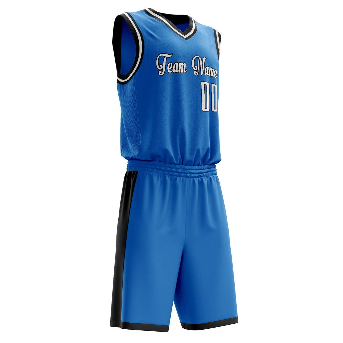 Custom Blue White Solid Color Basketball Jersey